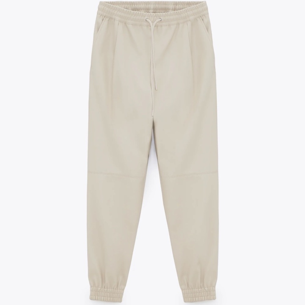 ZARA Leather Joggers in ECRU